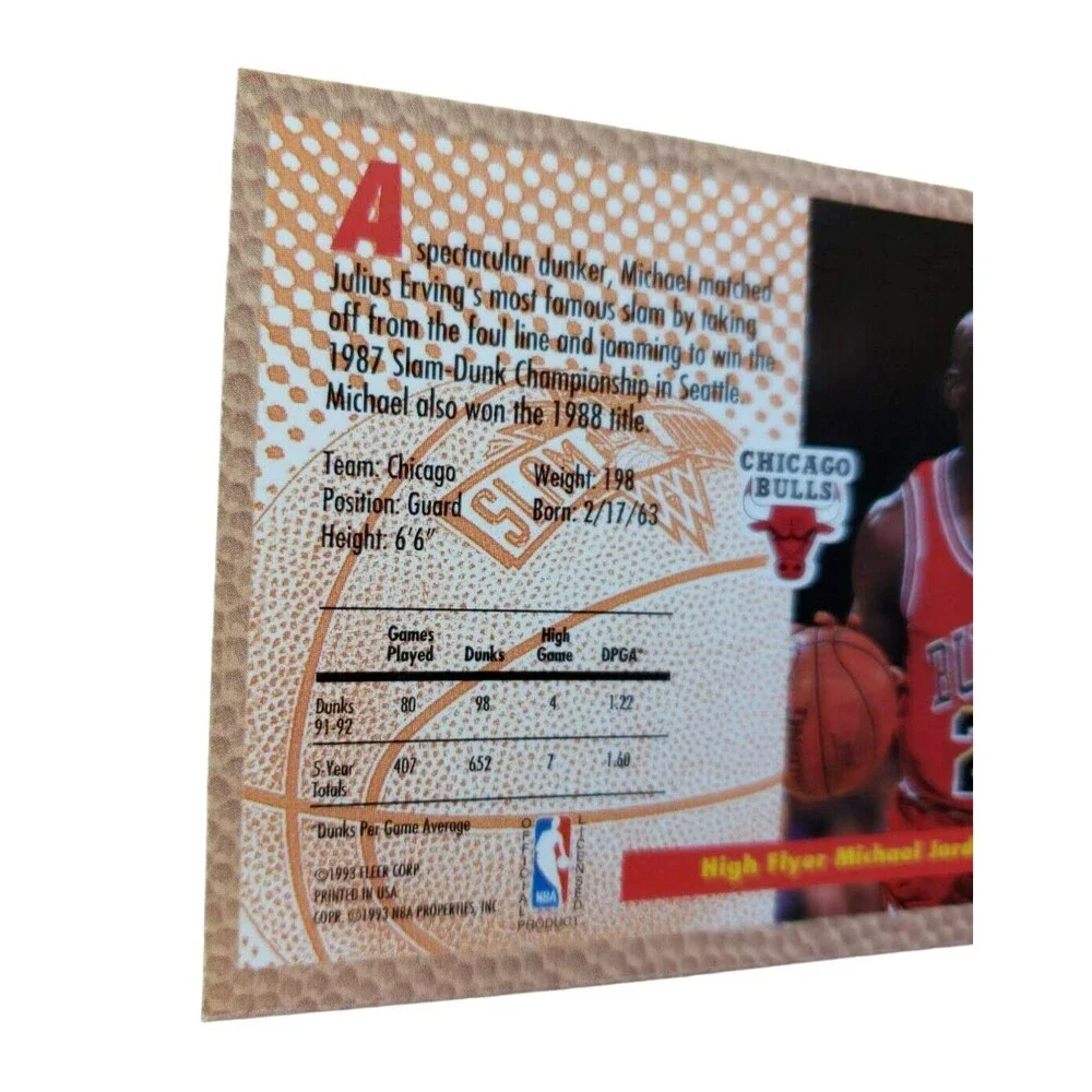 1992-93 Fleer MICHAEL JORDAN SLAM DUNK NBA Basketball Card 273 Chicago Bulls HOF